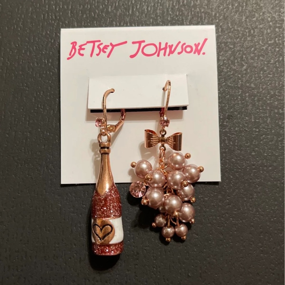 Betsy Johnson Rose Mismatch Drop Earrings, Womens, Pink